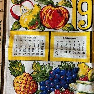 Vintage 1976 Fruit Calendar Tea towel